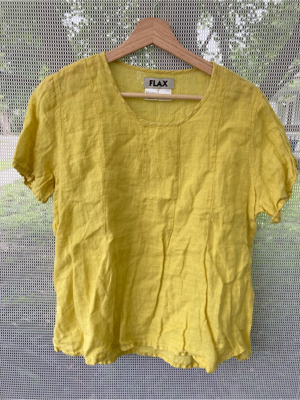 Flax Linen Short Sleeve Top in Lemon Yellow